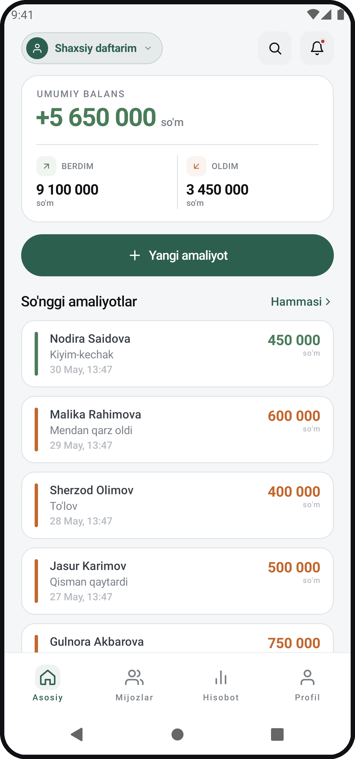 QarzGo dashboard ekrani